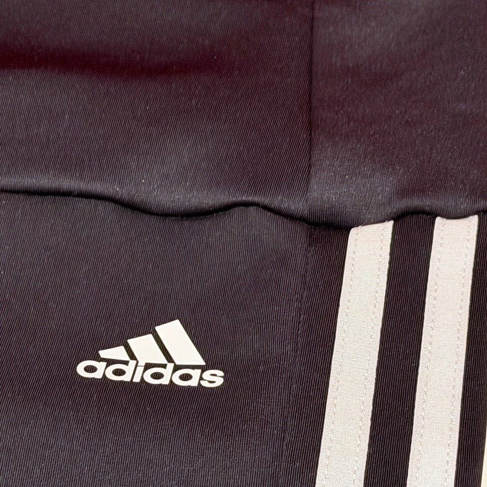 adidas Women’s Black Leggings with White Side Stripes - Picture 3 of 7